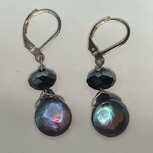 blue and black earrings